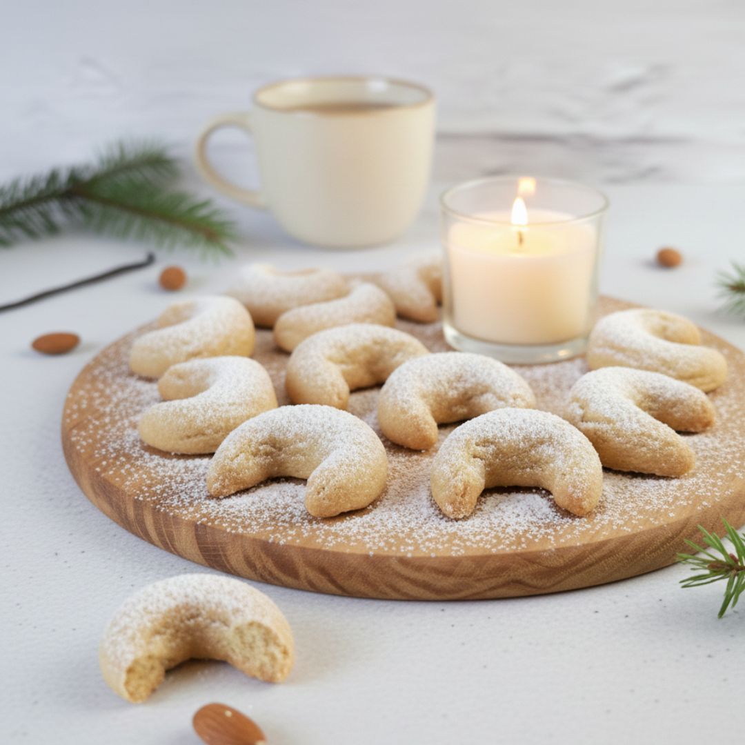 Hasenzähnchen Bio Vanillekipferl auf Brettchen